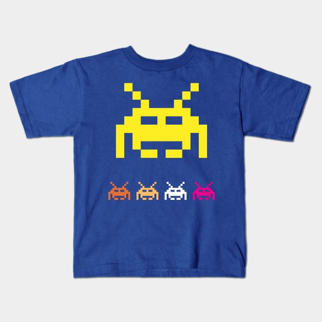 1 bit retro game alien Kids T-Shirt by G4M3RS